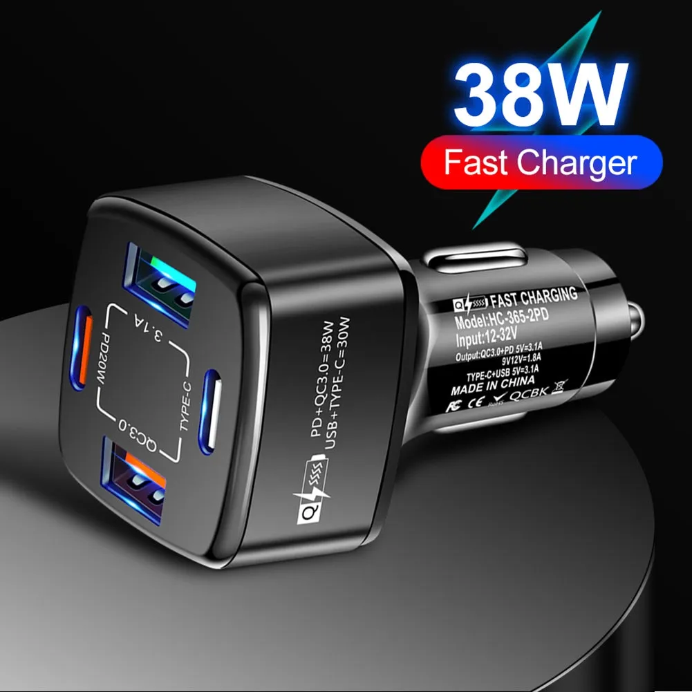 4-in-1 Usb Charger Fast Charging Dock Type-c 38w Pd Qc3.0 3.1a