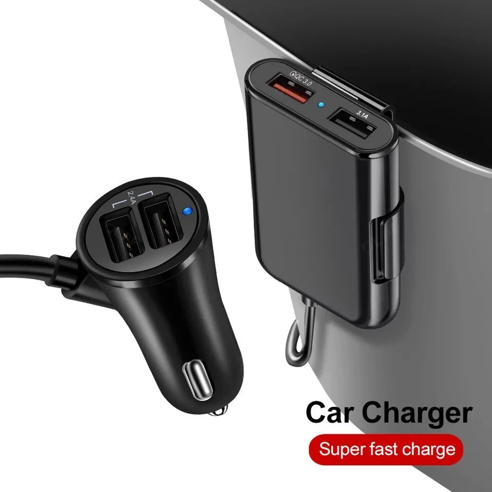 40w 8a Qc3.0 Fast Car Charger 1 To 4 Front Rear Seat Quick
