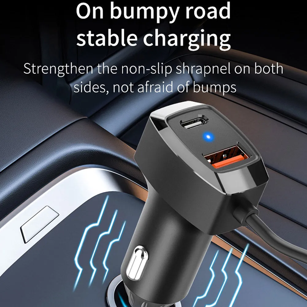 60w Car Fast Charger 5-Port Multi-function Extension Cable