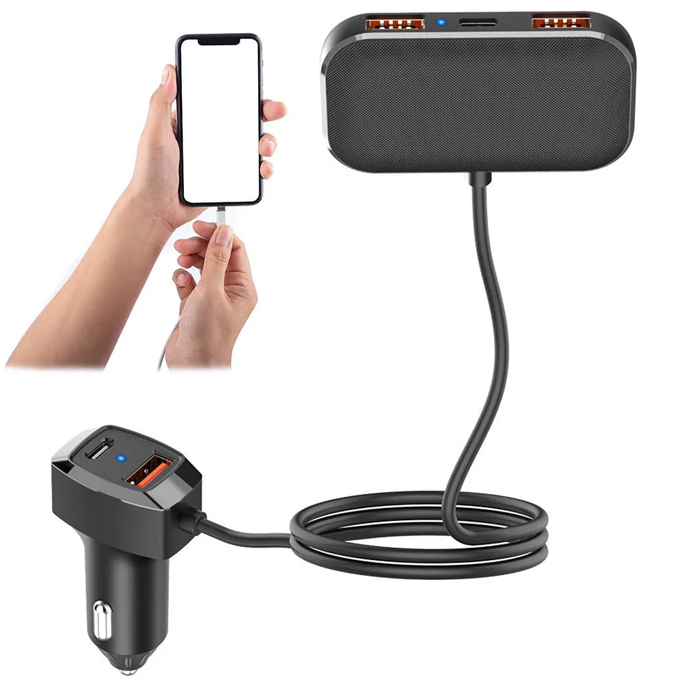 60w Car Fast Charger 5-Port Multi-function Extension Cable