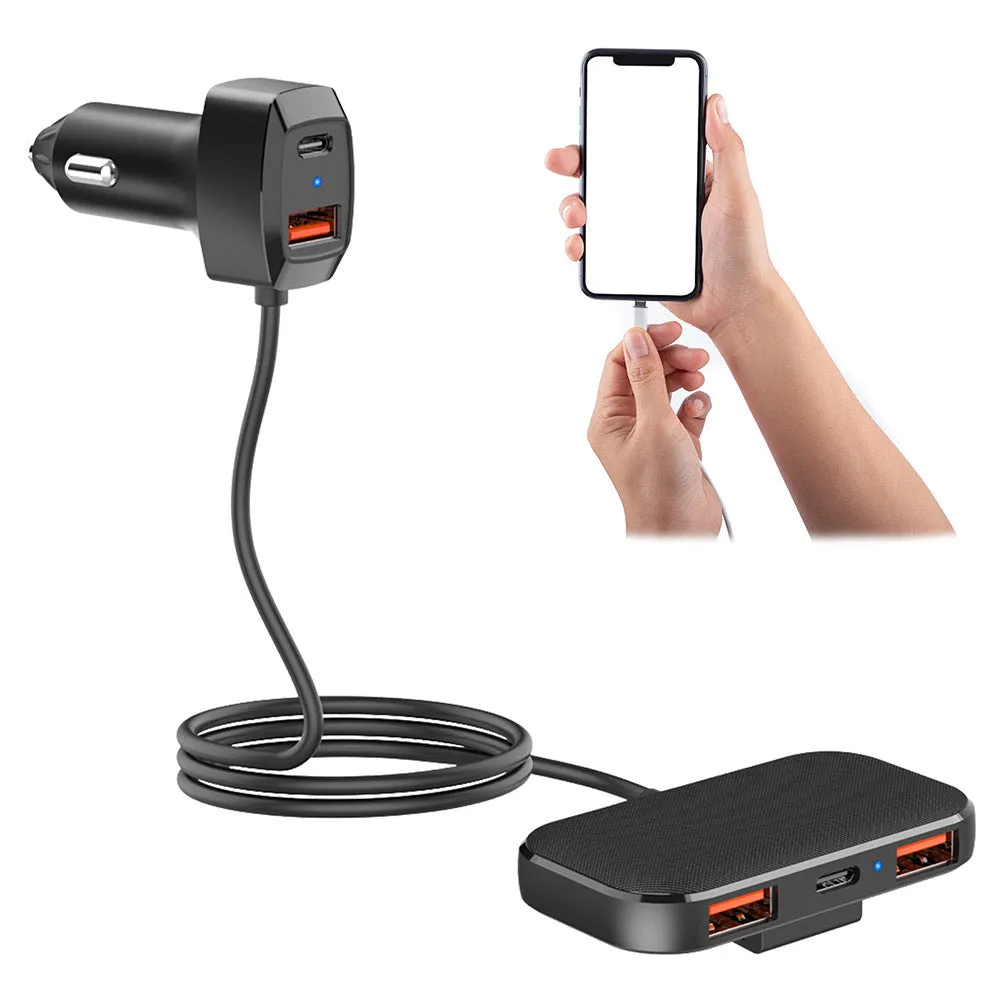 60w Car Fast Charger 5-Port Multi-function Extension Cable