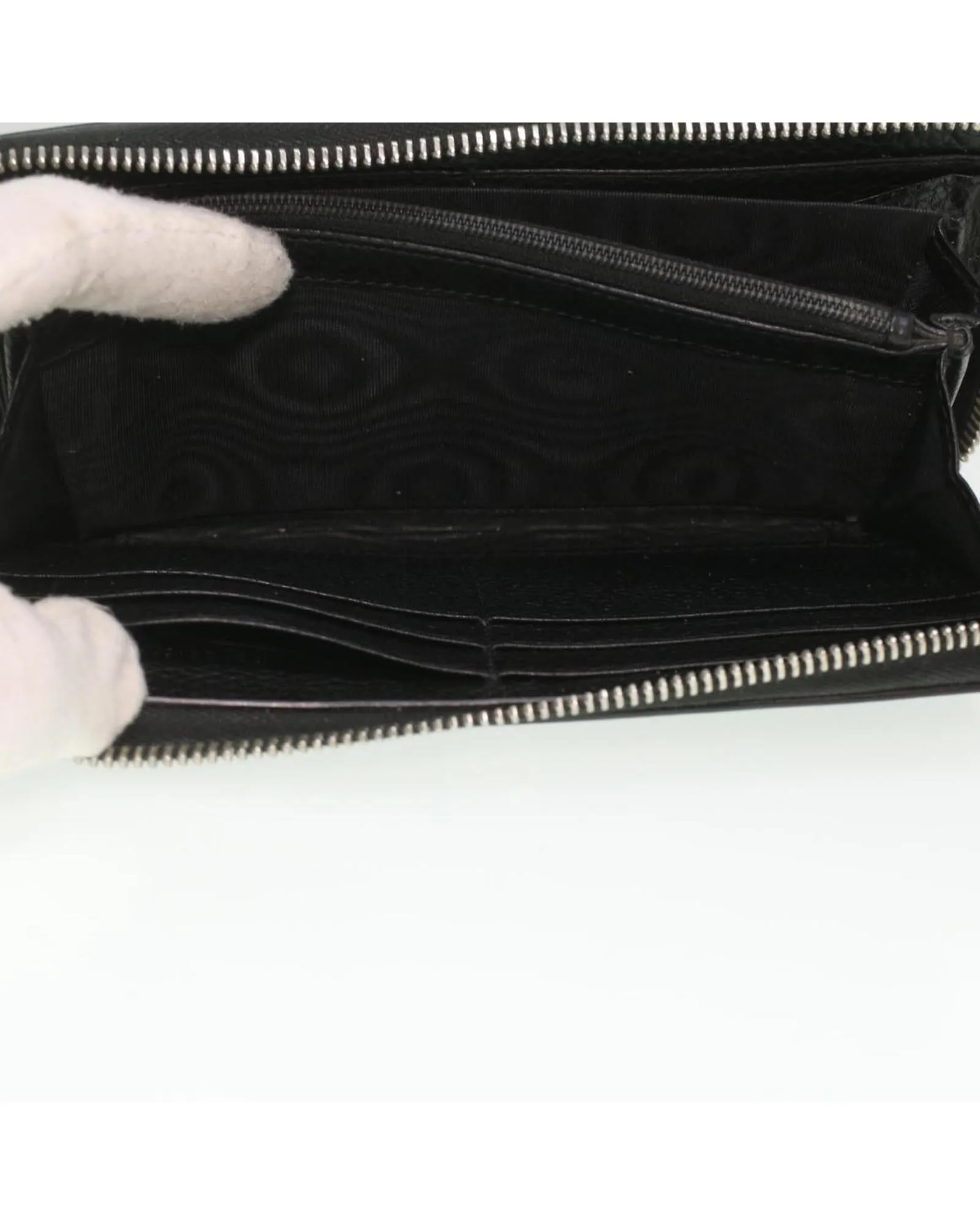 Black Leather Long Wallet by Gucci 473928
