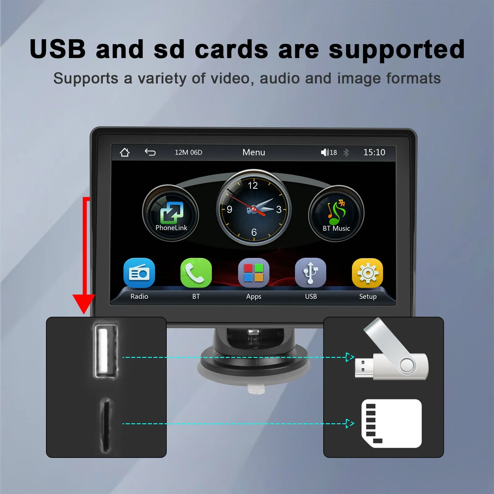 Car Radio 7-inch HD Multimedia Video Playback Mp5 Player