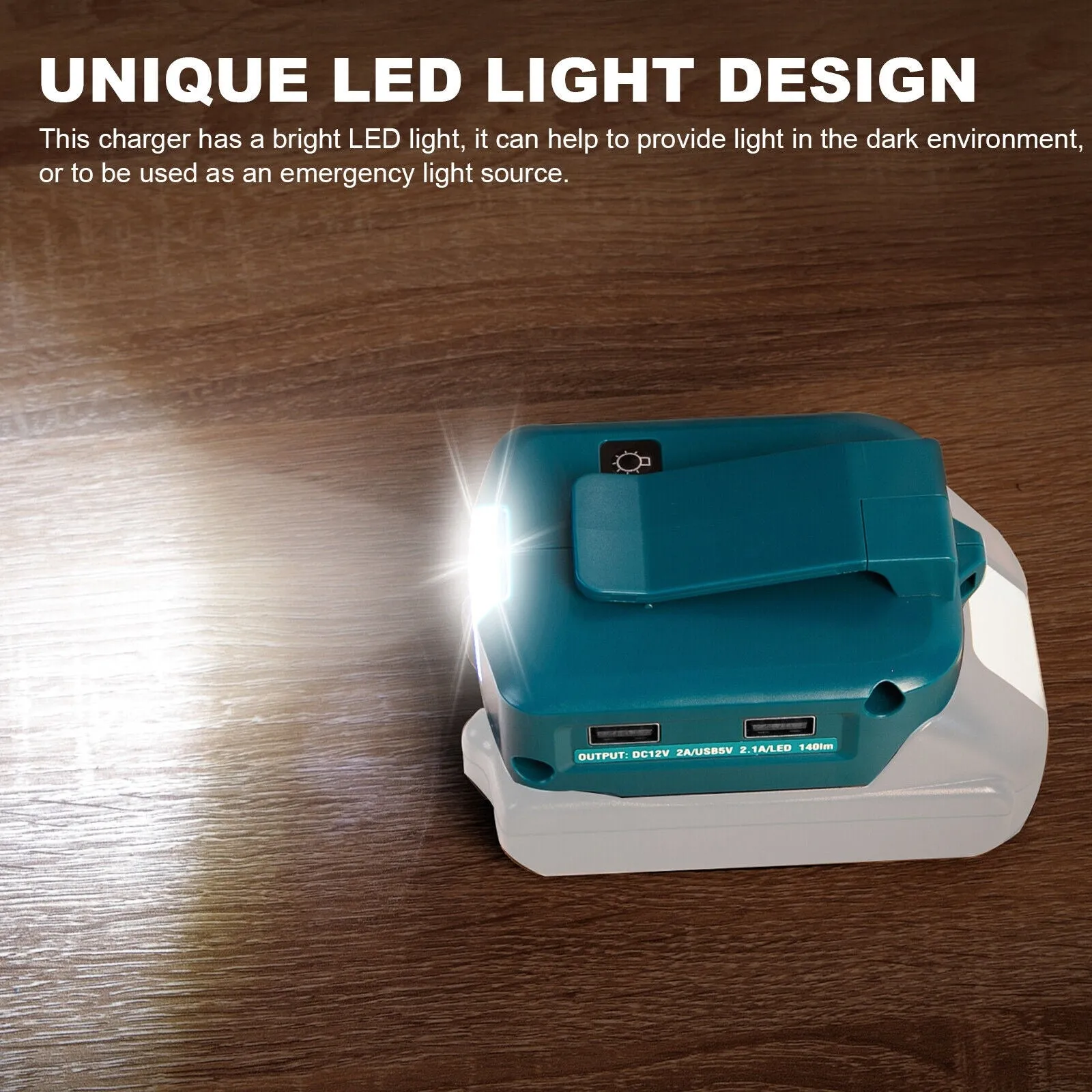 Dual Usb Power Source Charger Li-ion Battery Adapter With Led