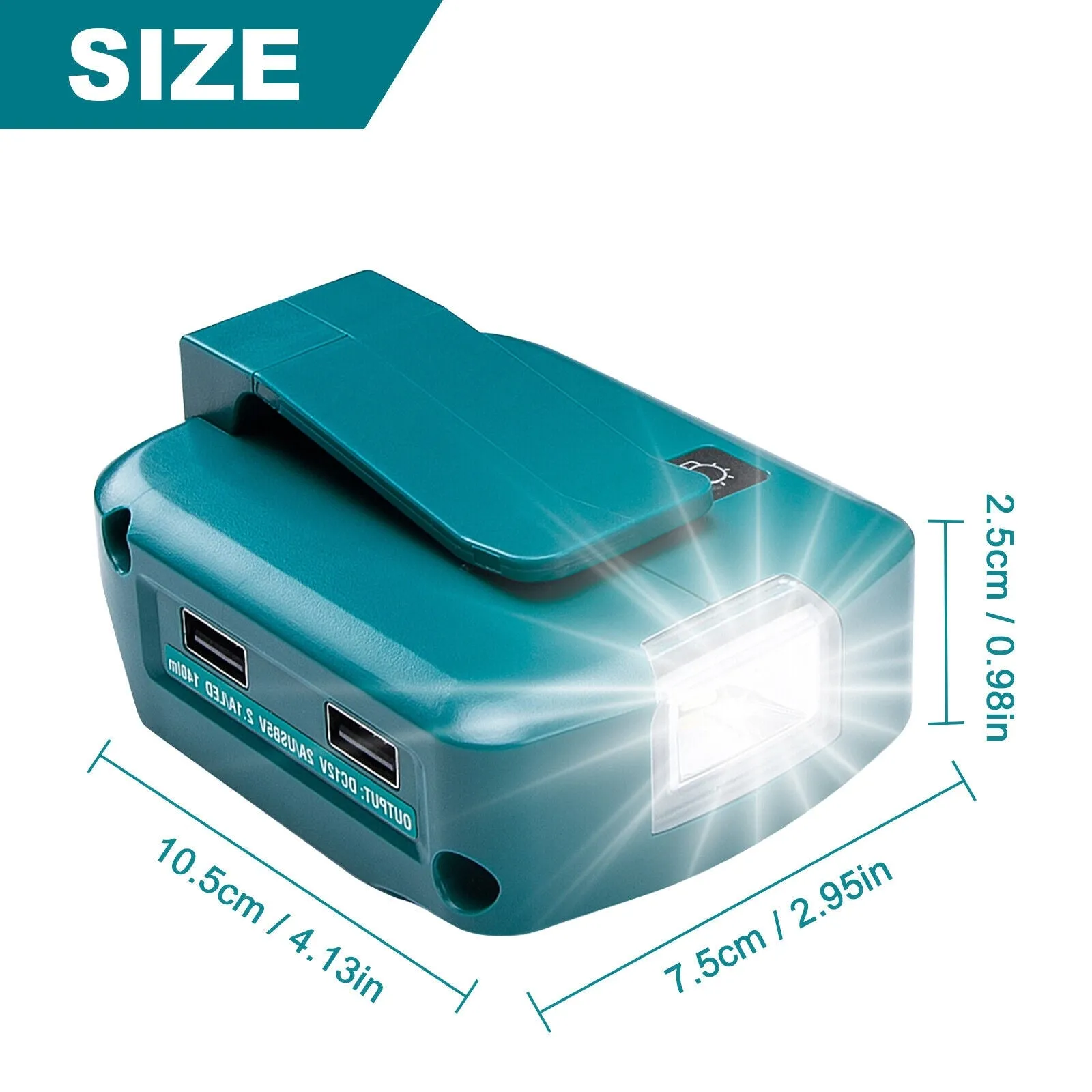 Dual Usb Power Source Charger Li-ion Battery Adapter With Led