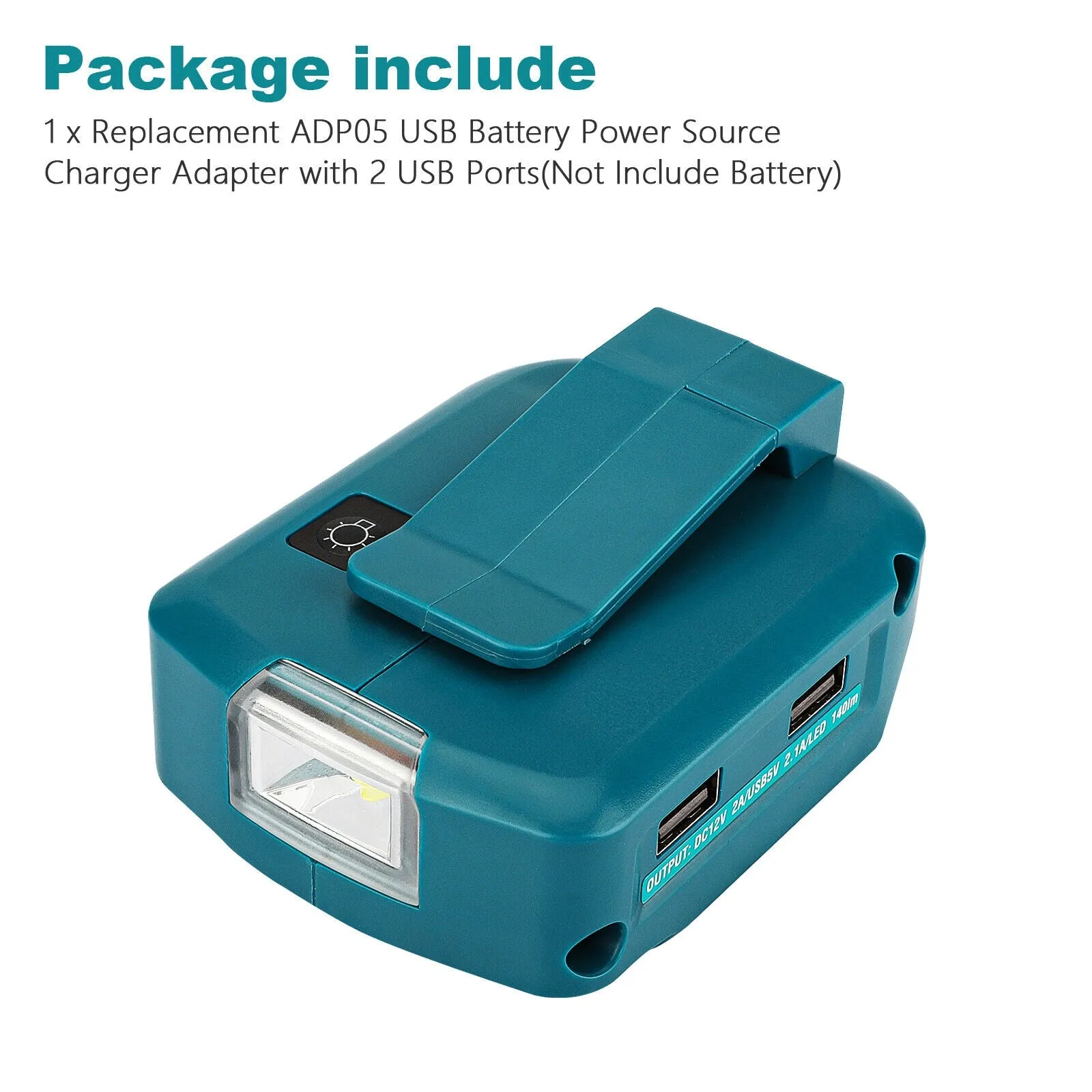Dual Usb Power Source Charger Li-ion Battery Adapter With Led