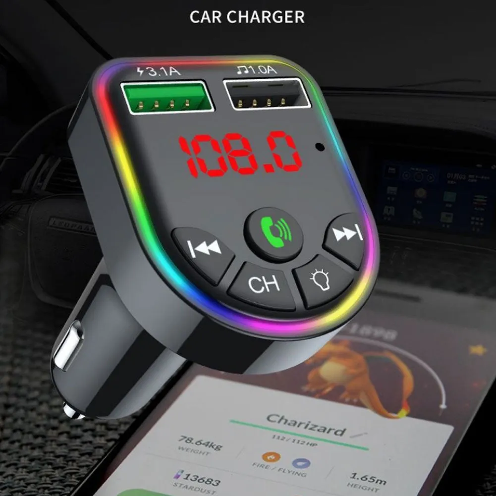 F5 Car Mp3  Player With Atmosphere Light Overload Protection