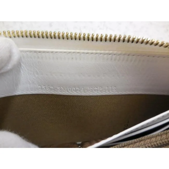 Fendi White Saffiano Leather With Gold Hardware Xl Zip Around Checkbook Wallet
