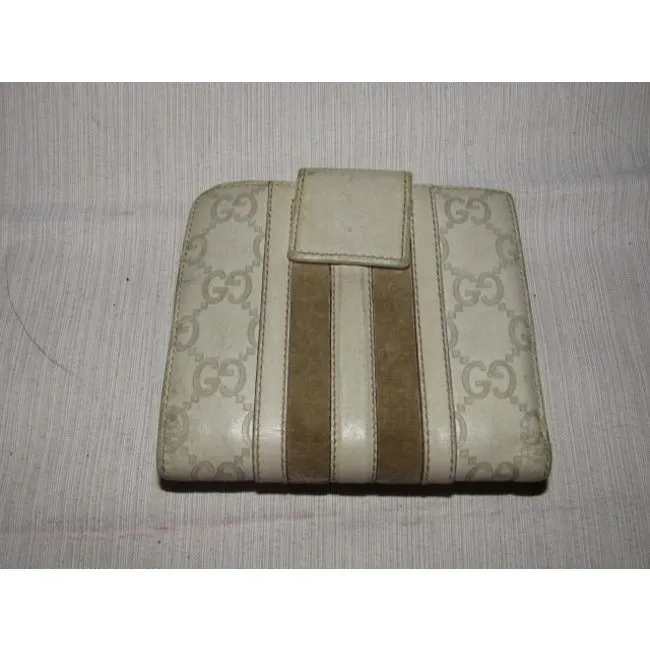 Gucci Guccissma Print Taupe Brown Leather Wallet