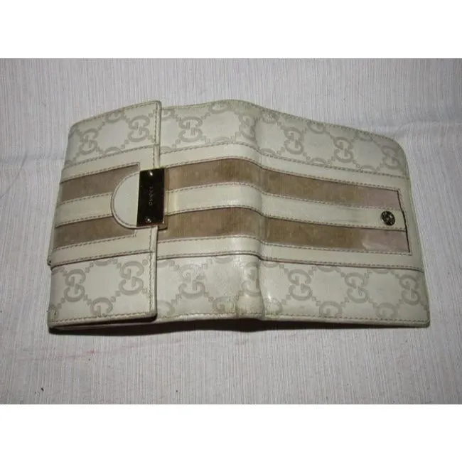 Gucci Guccissma Print Taupe Brown Leather Wallet