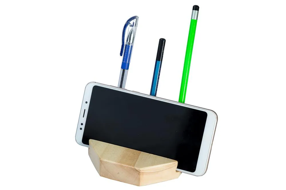 IVEI Wooden Hexagon Mobile Holder With Groove