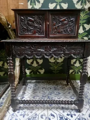 Jacobean Green Man antique Oak Writing desk