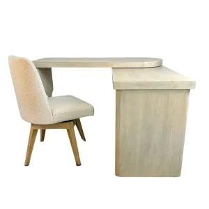 Pottery Barn Contemporary L Shape Desk, Ivory Tone, Swivel Chair, Set of Two