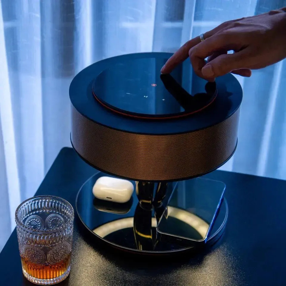 "Luxurious Bluetooth Speaker Lamp with Wireless Charging"