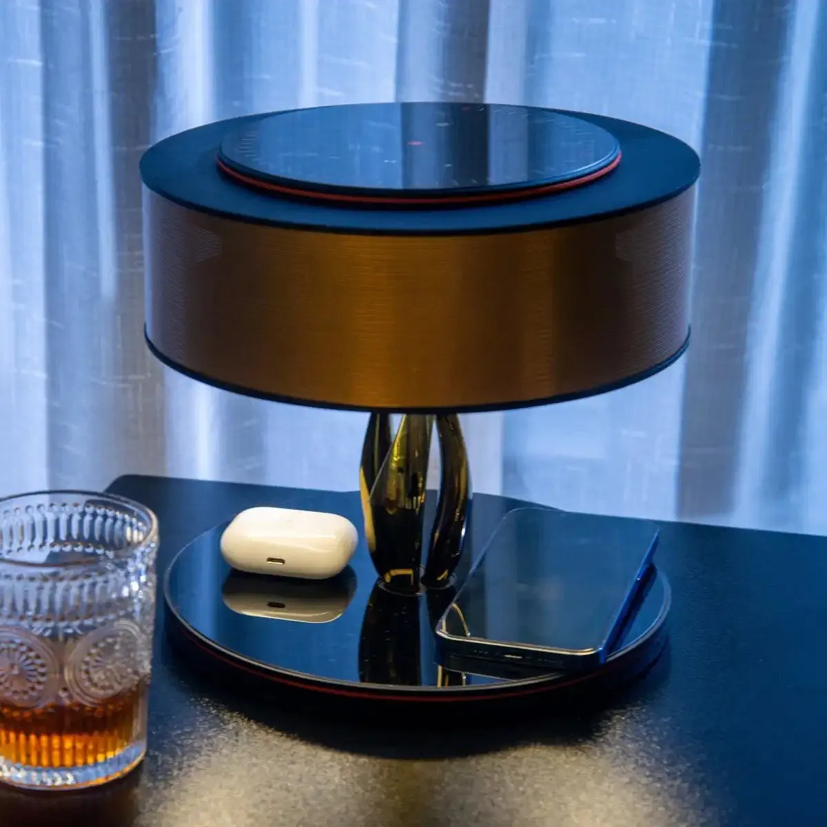 "Luxurious Bluetooth Speaker Lamp with Wireless Charging"