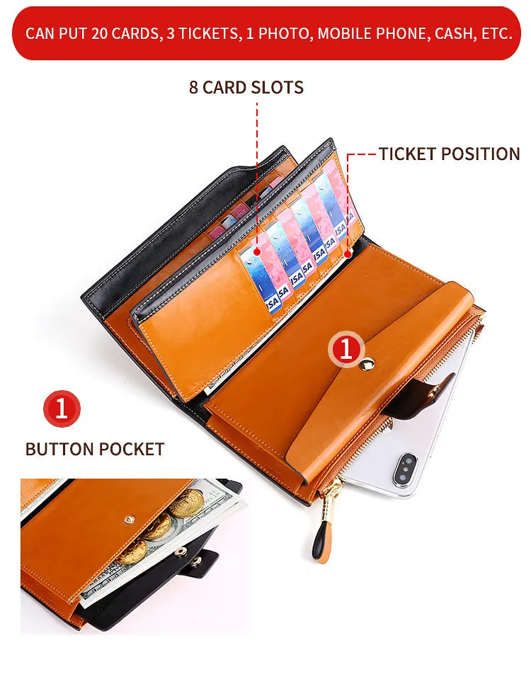 RFID Long leather wallet for Women W5221