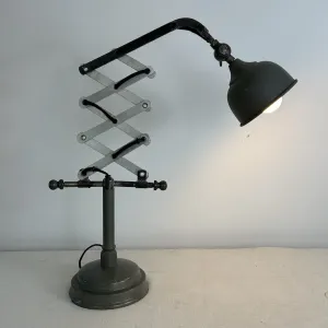 Scissor Base Industrial Desk Lamp, Accordion Style