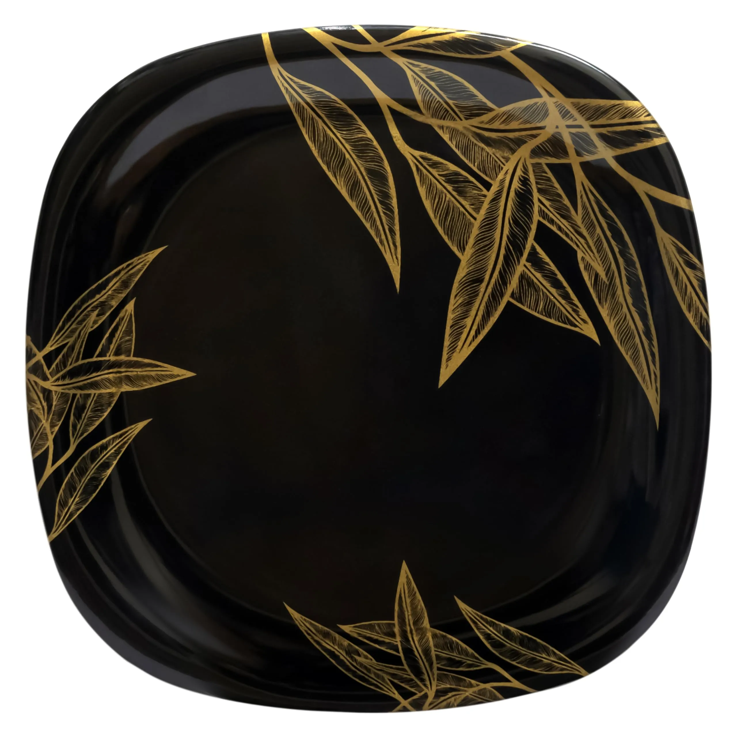 Serve n Style Melamine Dinner Set Pack 40 Pieces - Square Shaped, Black with Golden Print