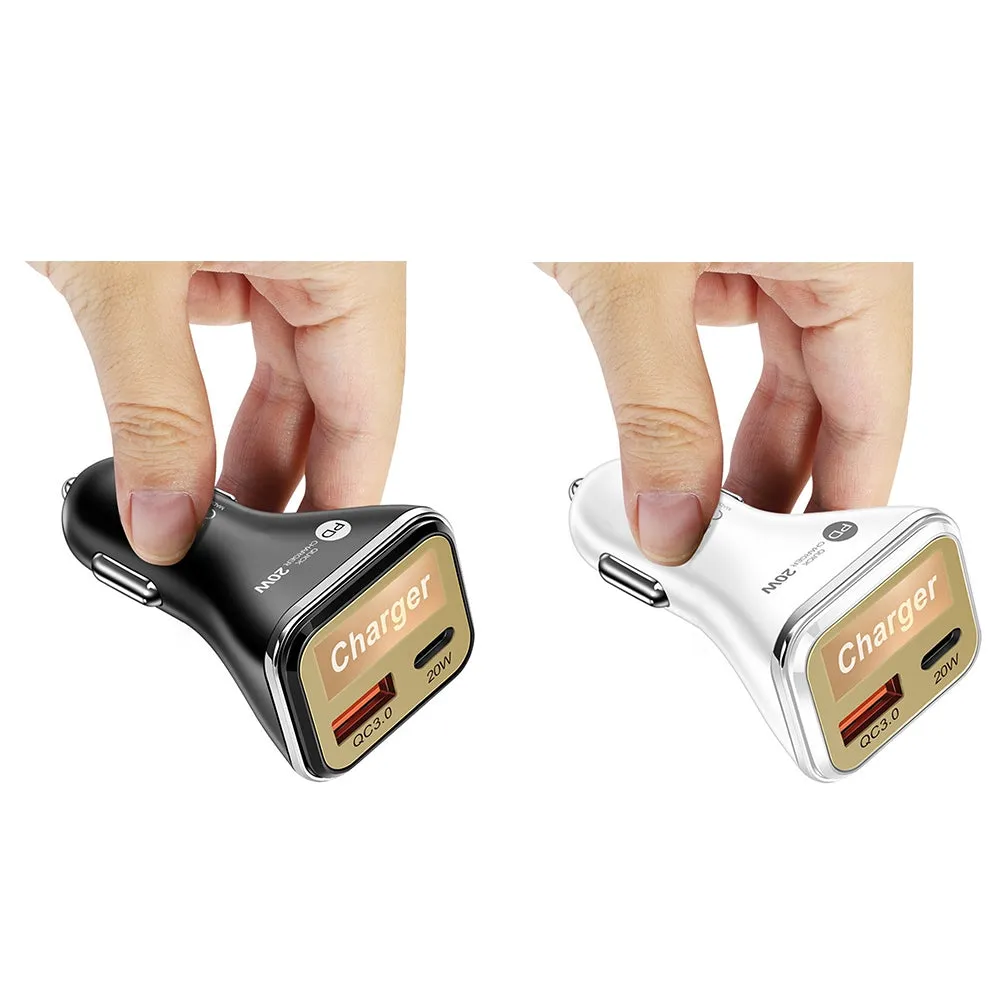 USB C Car Charger Adapter Dual Port QC3.0 PD20W Fast Charging