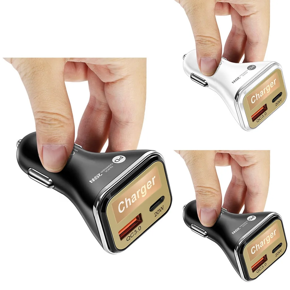 USB C Car Charger Adapter Dual Port QC3.0 PD20W Fast Charging