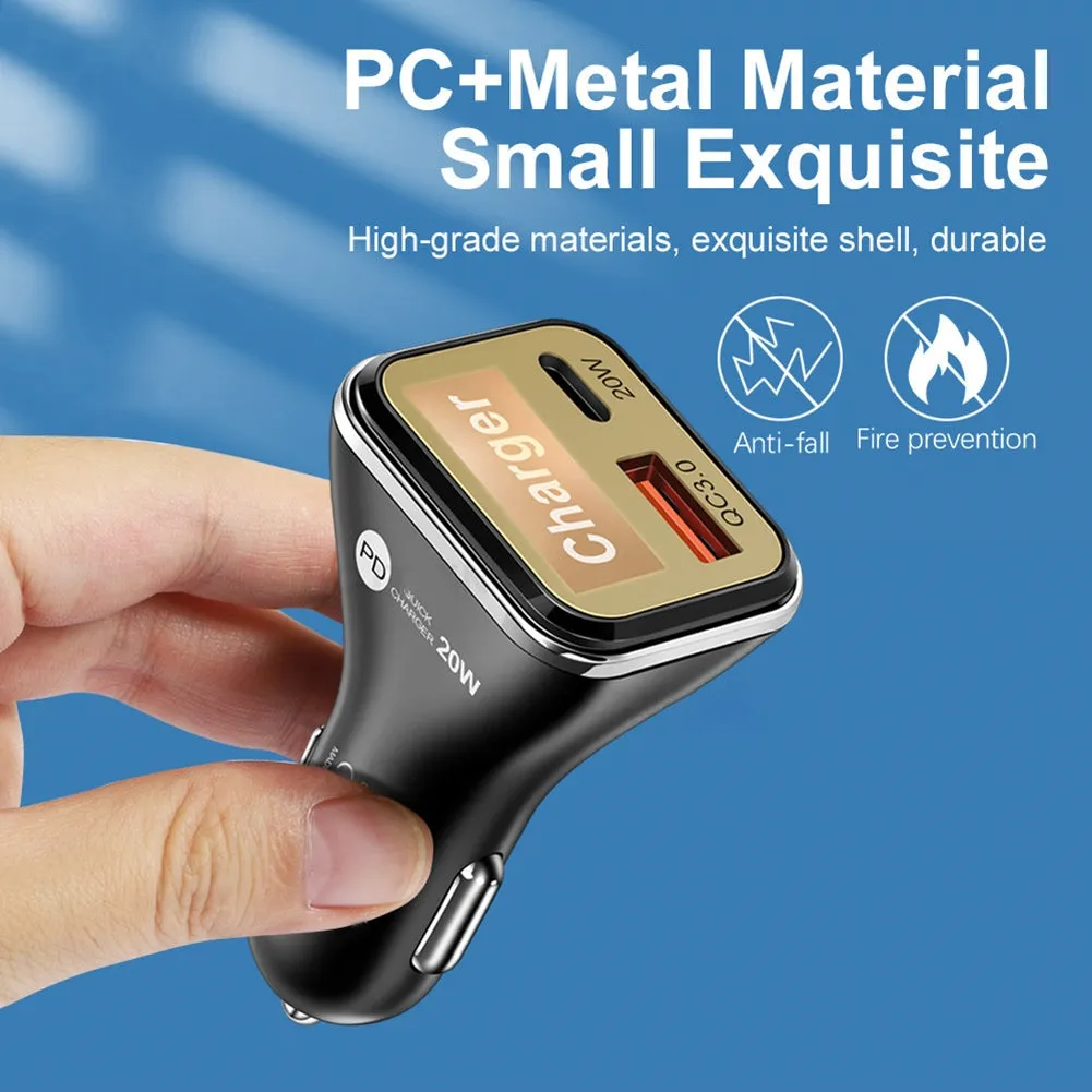 USB C Car Charger Adapter Dual Port QC3.0 PD20W Fast Charging