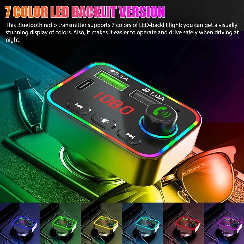 Usb Car Charger FM Transmitter Bluetooth 5.0 Black