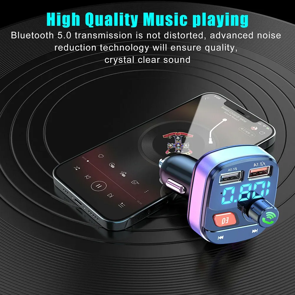 Wireless Fm Transmitter Dual USB Chargers Hands-free Radio