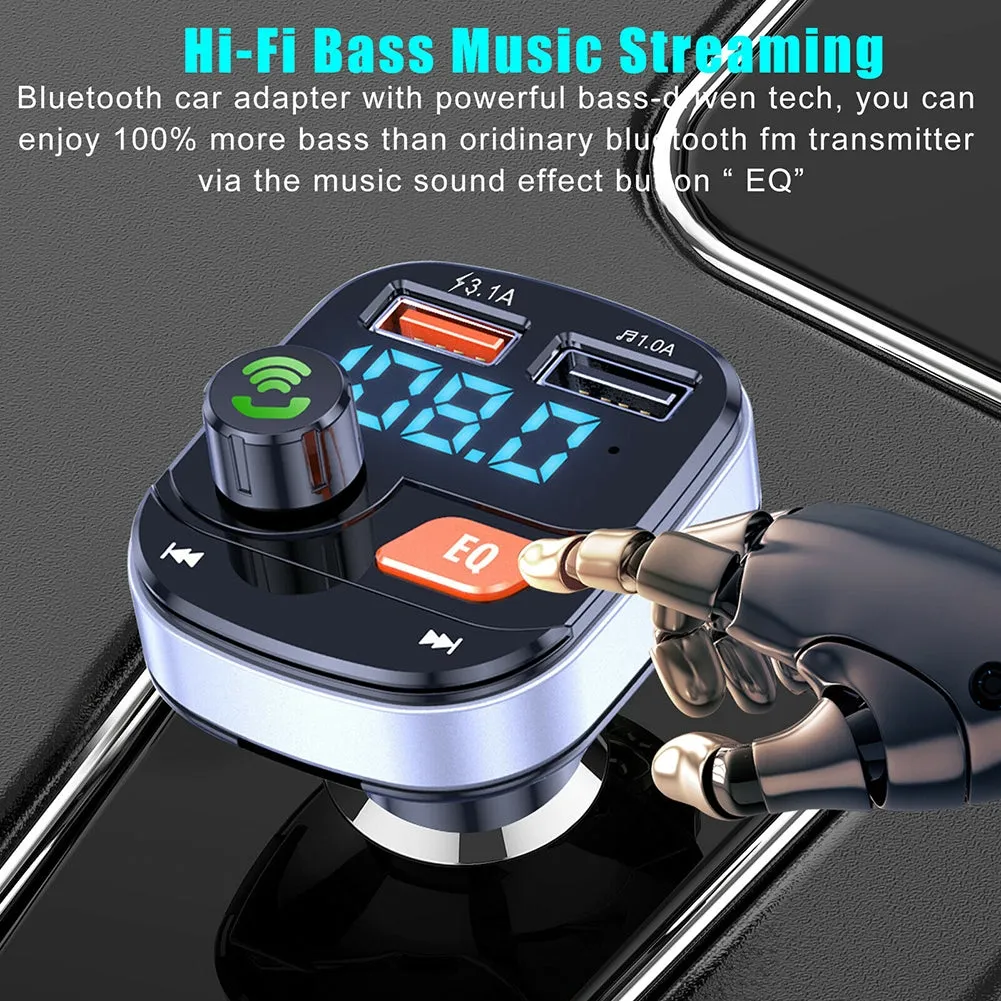 Wireless Fm Transmitter Dual USB Chargers Hands-free Radio