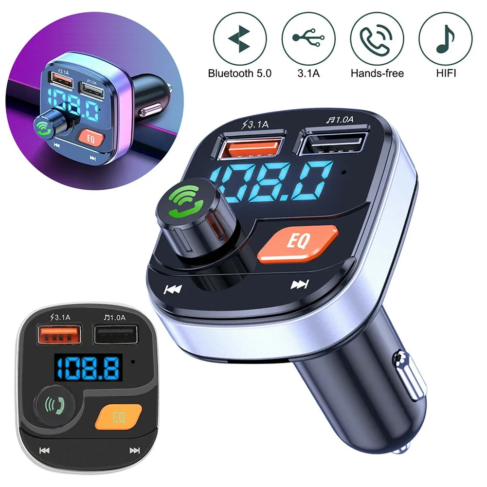 Wireless Fm Transmitter Dual USB Chargers Hands-free Radio